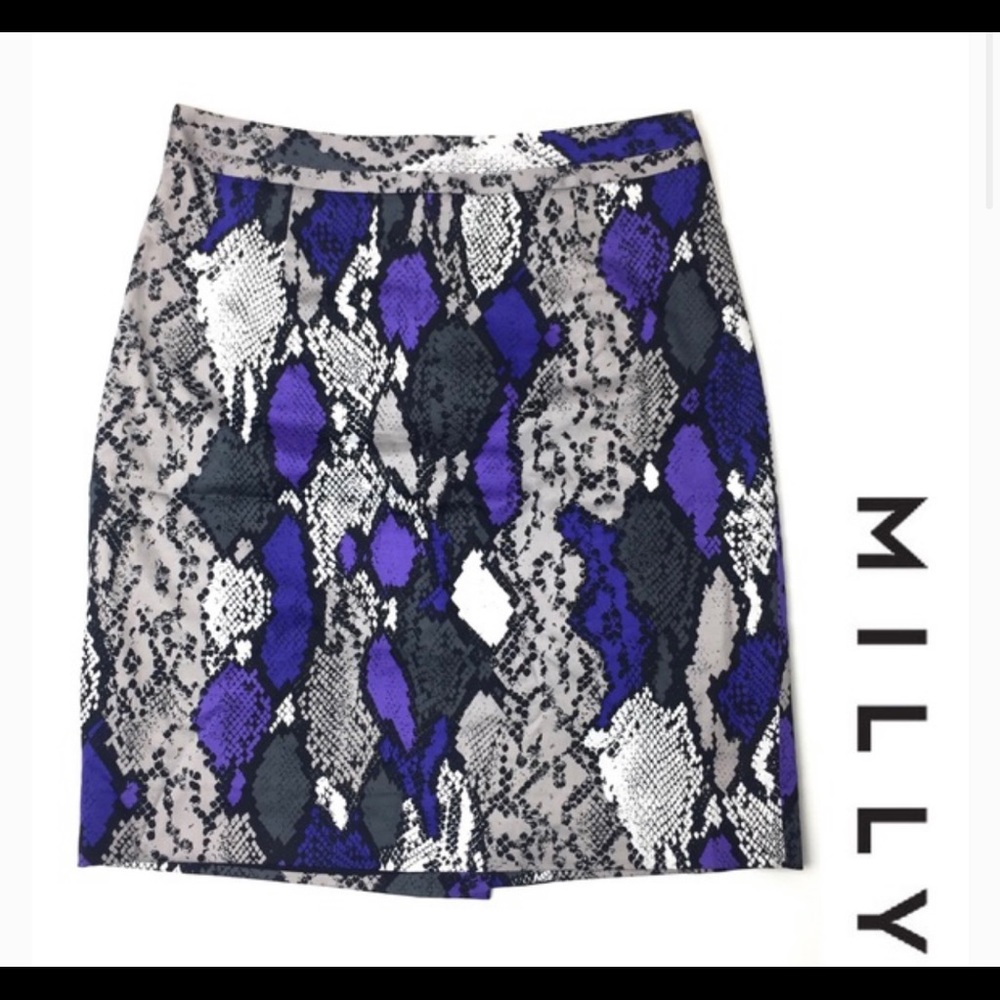 Milly Purple And Gray Python Print Pencil Skirt - image 2